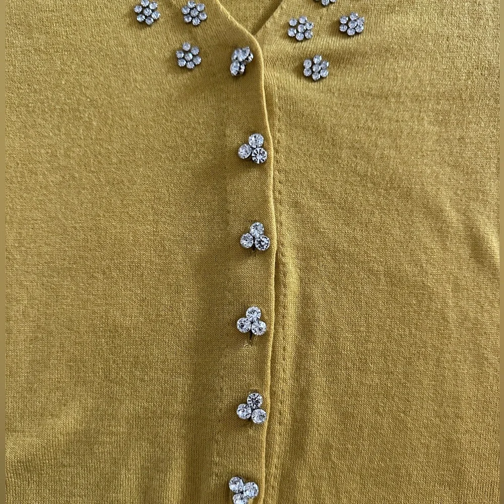 ZARA Yellow Embellished Cardigan - Picture 6 of 8